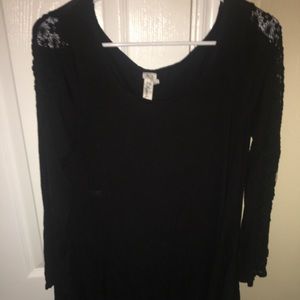 Black long sleeve with see through side on sleeve